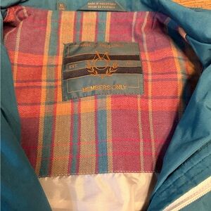 Vintage Members Only Teal and Plaid Jacket